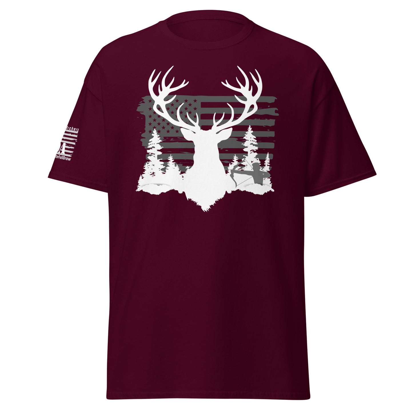 Vintage American Flag & Monster Buck Archery Shirt - 100% Cotton, Perfect for Hunting Enthusiasts & Gift Ideas for Men