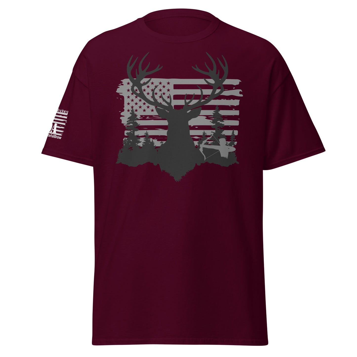 Vintage American Flag & Monster Buck Archery Shirt - 100% Cotton, Perfect for Hunting Enthusiasts & Gift Ideas for Men