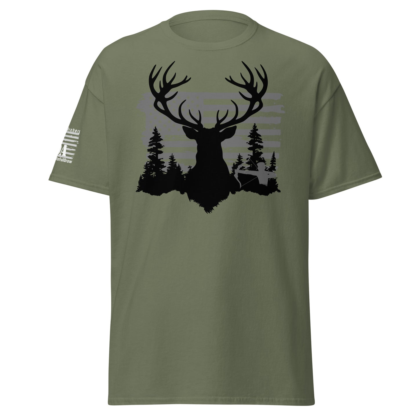 Vintage American Flag & Monster Buck Archery Shirt - 100% Cotton, Perfect for Hunting Enthusiasts & Gift Ideas for Men