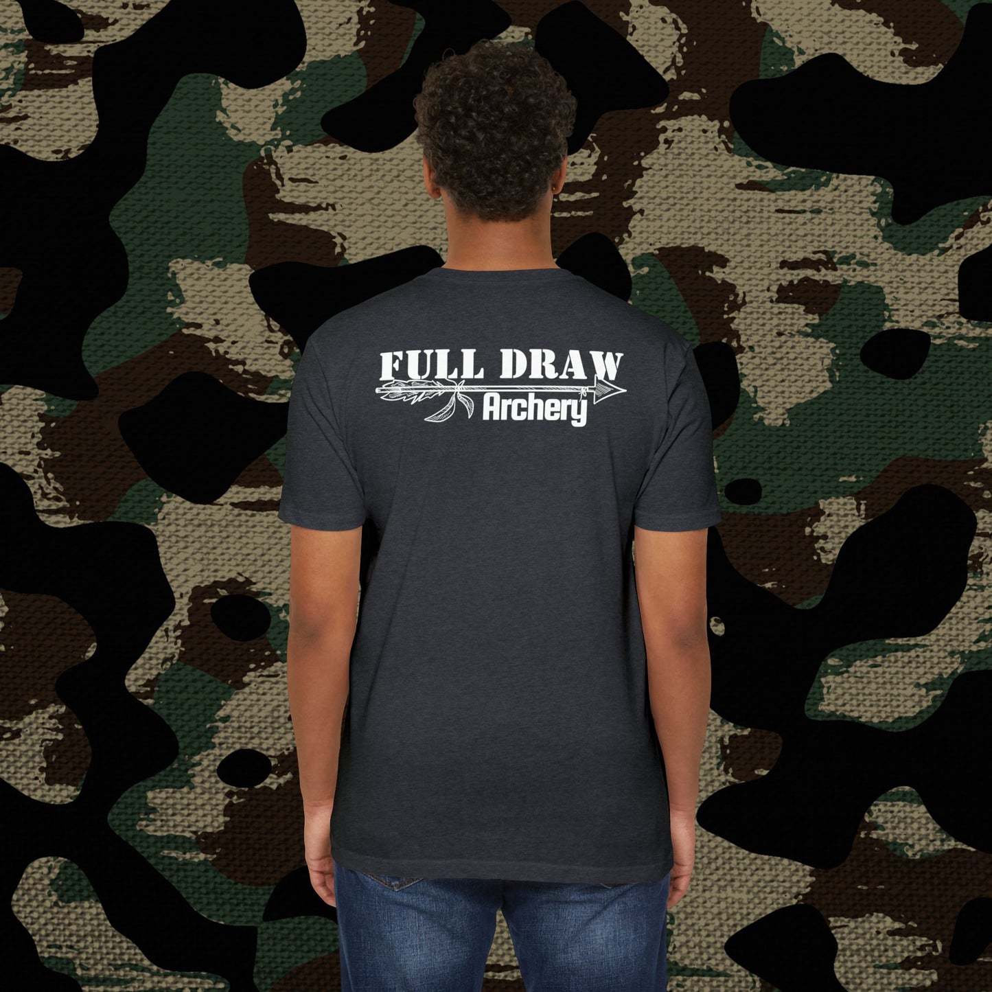 Soft Black Unisex Tee for Archery and Outdoors - Arrow Design and Vintage Flag Logo