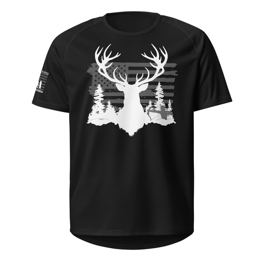 Vintage American Flag & Monster Buck Archery Shirt - 100% Polyester, Perfect Gift for Hunting Enthusiasts